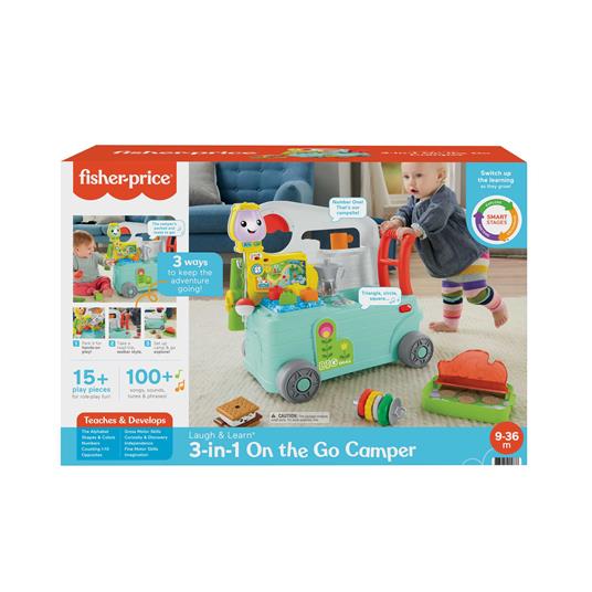 Fisher - Price Ridi e Impara Camper 3 - in - 1 Giocattolo a Spinta per Primi Passi - 0194735012206 - DarSaGiocattoli