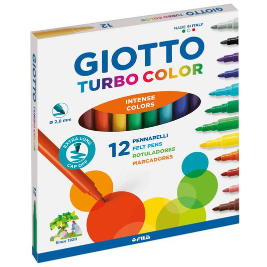 Giotto Pennarelli Turbo Color Punta Fine 2,8 mm 12 Pezzi Fila F416000 - 8000825019609 - DarSaGiocattoli
