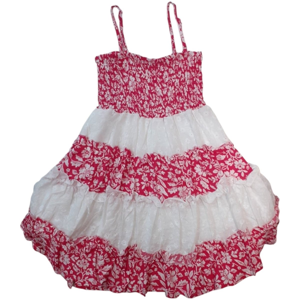 Hope Star Vestito Bambina Bianco - Fuxia Ricamato Estivo CA6034 - DarSaGiocattoli