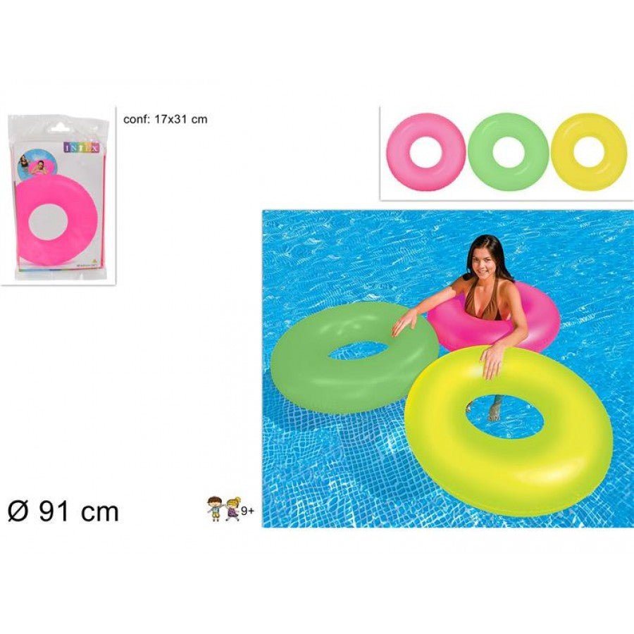 Intex Salvagente Neon 91 cm colori assortiti 59262NP - 6941057452623 - DarSaGiocattoli