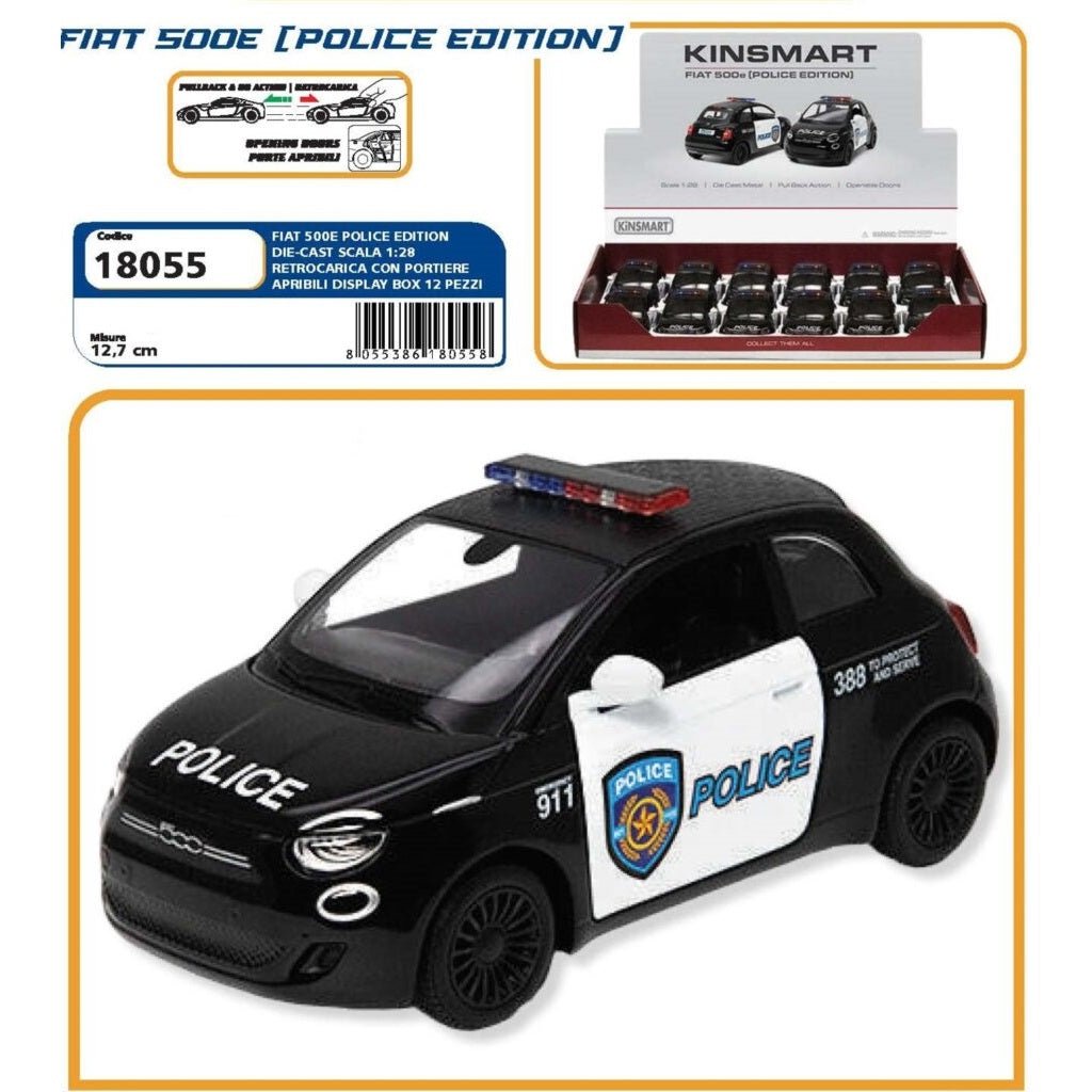 Kinsmart 1:28 cm Macchina Fiat 500 Polizia 18141 - 8055386181418 - DarSaGiocattoli