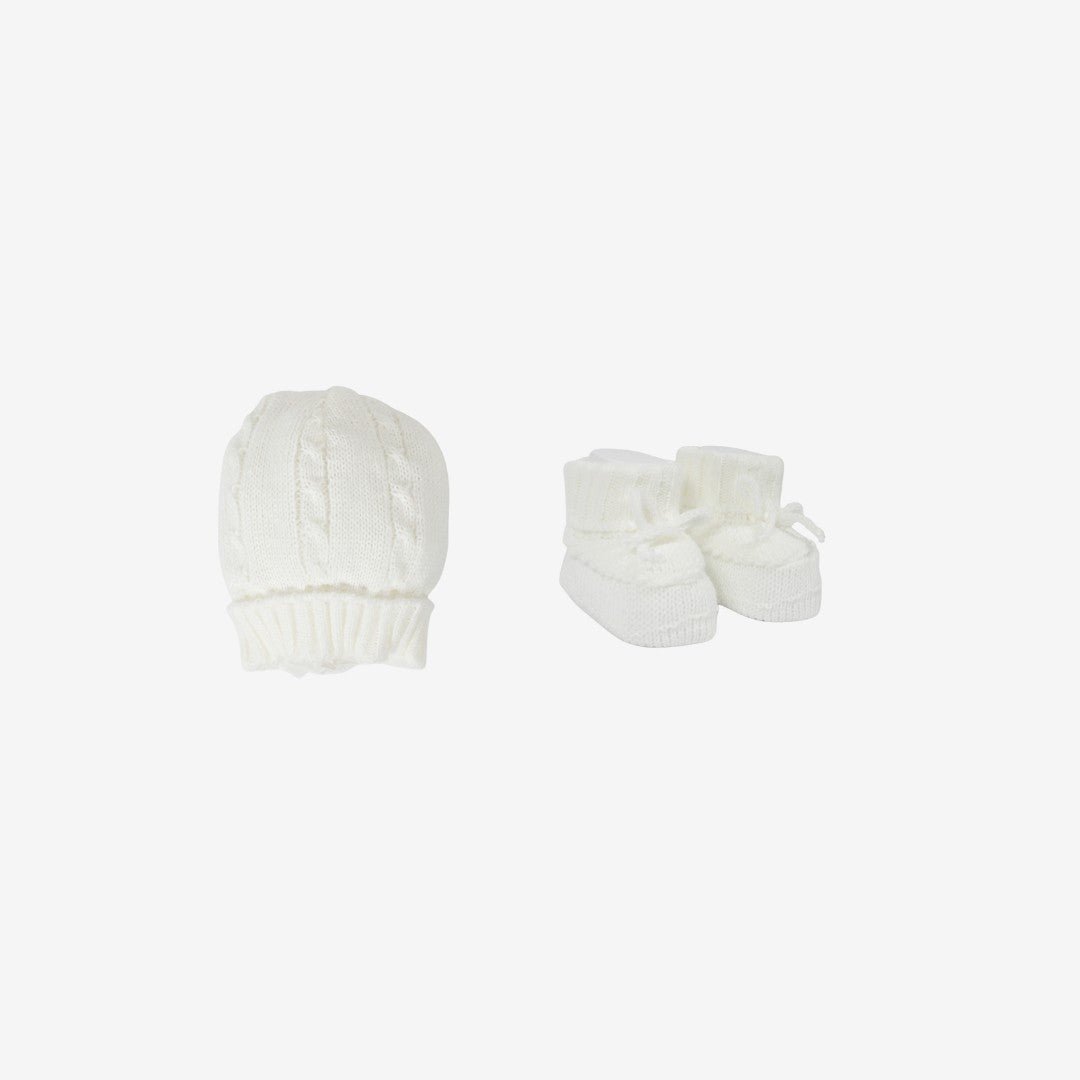 La Rocca Set Cappellino + Scarpine Misto Lana Bianco V119 - 8300989221192 - DarSaGiocattoli