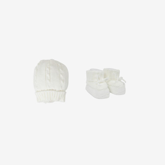 La Rocca Set Cappellino + Scarpine Misto Lana Bianco V119 - 8300989221192 - DarSaGiocattoli