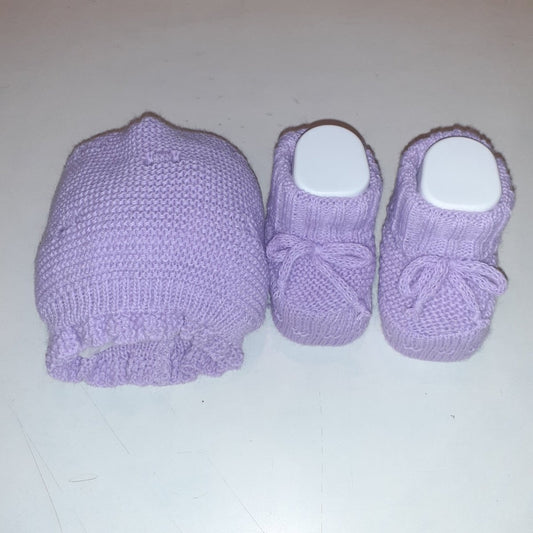 La Rocca Set Cappellino + Scarpine Misto Lana Viola V125 - 8300989221253 - DarSaGiocattoli