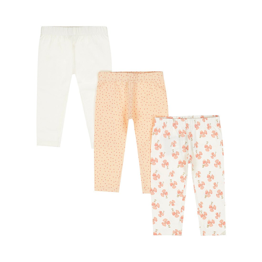 Leggings Bambina 3 Pezzi Bianco Pesca Arancio Con Fiori Dirkje N58325 - 8720815583520 - DarSaGiocattoli