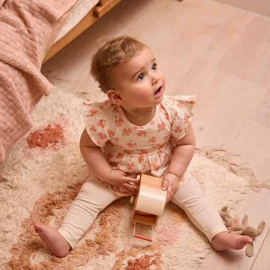 Leggings Bambina 3 Pezzi Bianco Pesca Arancio Con Fiori Dirkje N58325 - 8720815583520 - DarSaGiocattoli