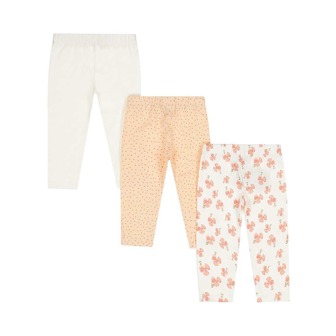 Leggings Bambina 3 Pezzi Bianco Pesca Arancio Con Fiori Dirkje N58325 - 8720815583520 - DarSaGiocattoli