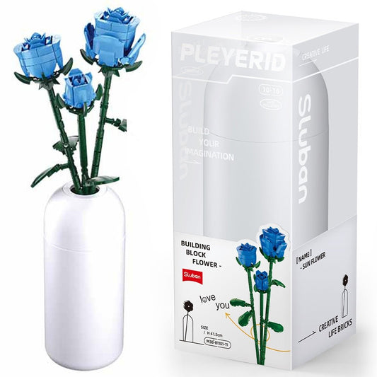 LEGO Costruzioni Fiore Rosa Blu Vaso Compatibili Sluban 000111 - 6938242961169 - DarSaGiocattoli