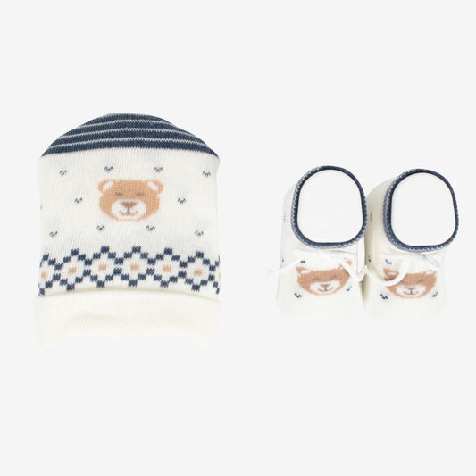 Mafer Set Regalo Neonato Cappellino + Scarpette Bianco - Blu WSE8991 - 8300039089918 - DarSaGiocattoli