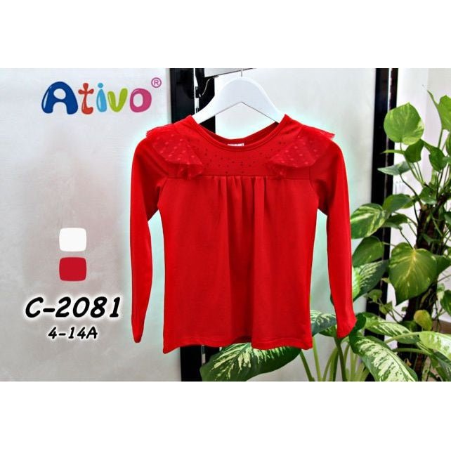 Maglietta Bambina a Maniche Lunghe Rossa Ativo C - 2081 -  - DarSaGiocattoli