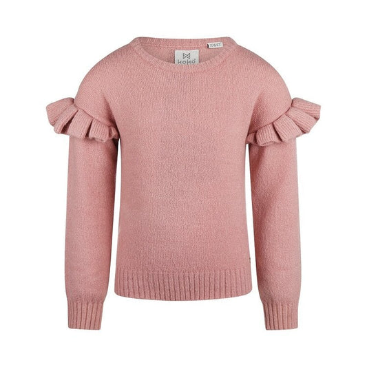 Maglione bambina Koko Noko rosa antico con volant in maglia fine - 8720815316029 - DarSaGiocattoli