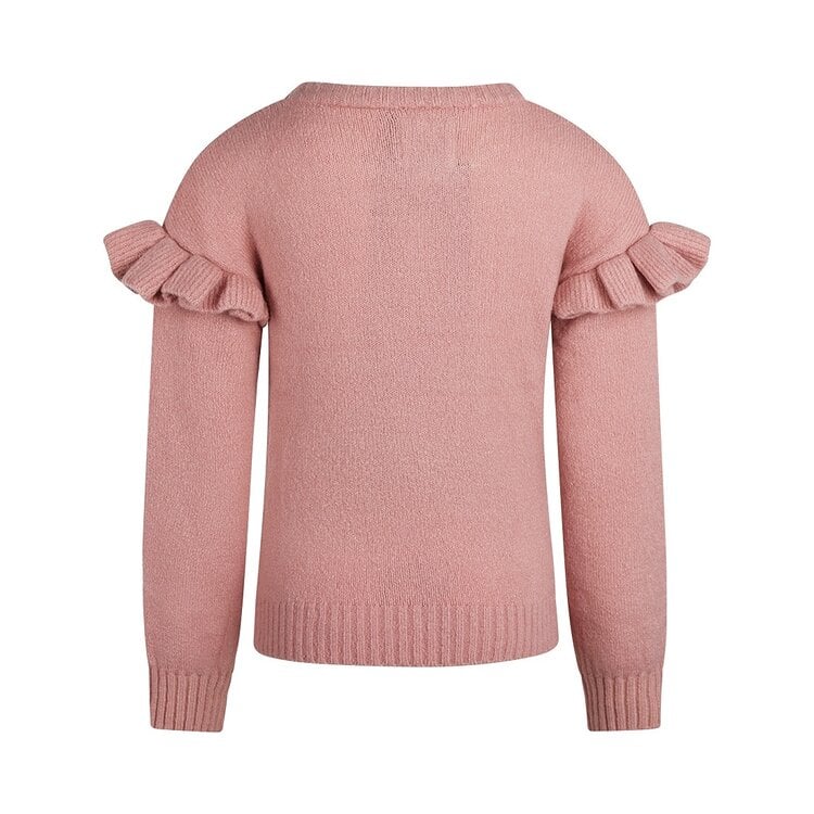 Maglione bambina Koko Noko rosa antico con volant in maglia fine - 8720815316029 - DarSaGiocattoli