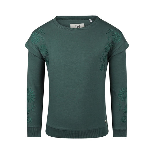 Maglione bambina Koko Noko verde scuro con maniche ricamate - 8720815308468 - DarSaGiocattoli