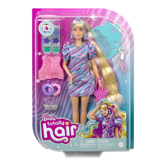 Mattel Barbie - Super Chioma Bambola con abito a stelle capelli fantasia - DarSaGiocattoli