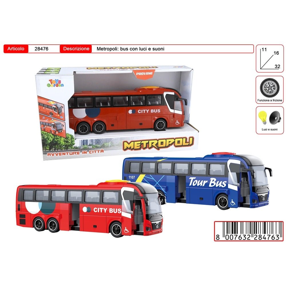 Metropoli Bus Sterzante B/O Luci e Suoni Toys Garden 28476 - 8007632284763 - DarSaGiocattoli