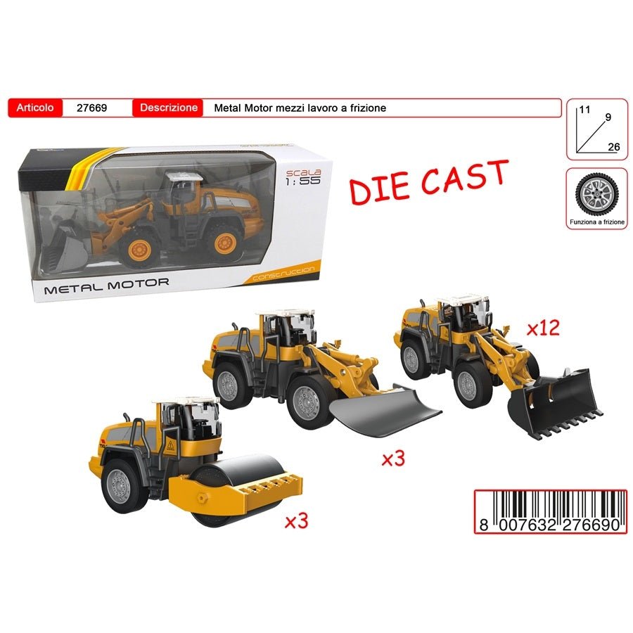Mezzi Cantiere Die Cast a Frizione Toys Garden 27669 - 8007632276690 - DarSaGiocattoli