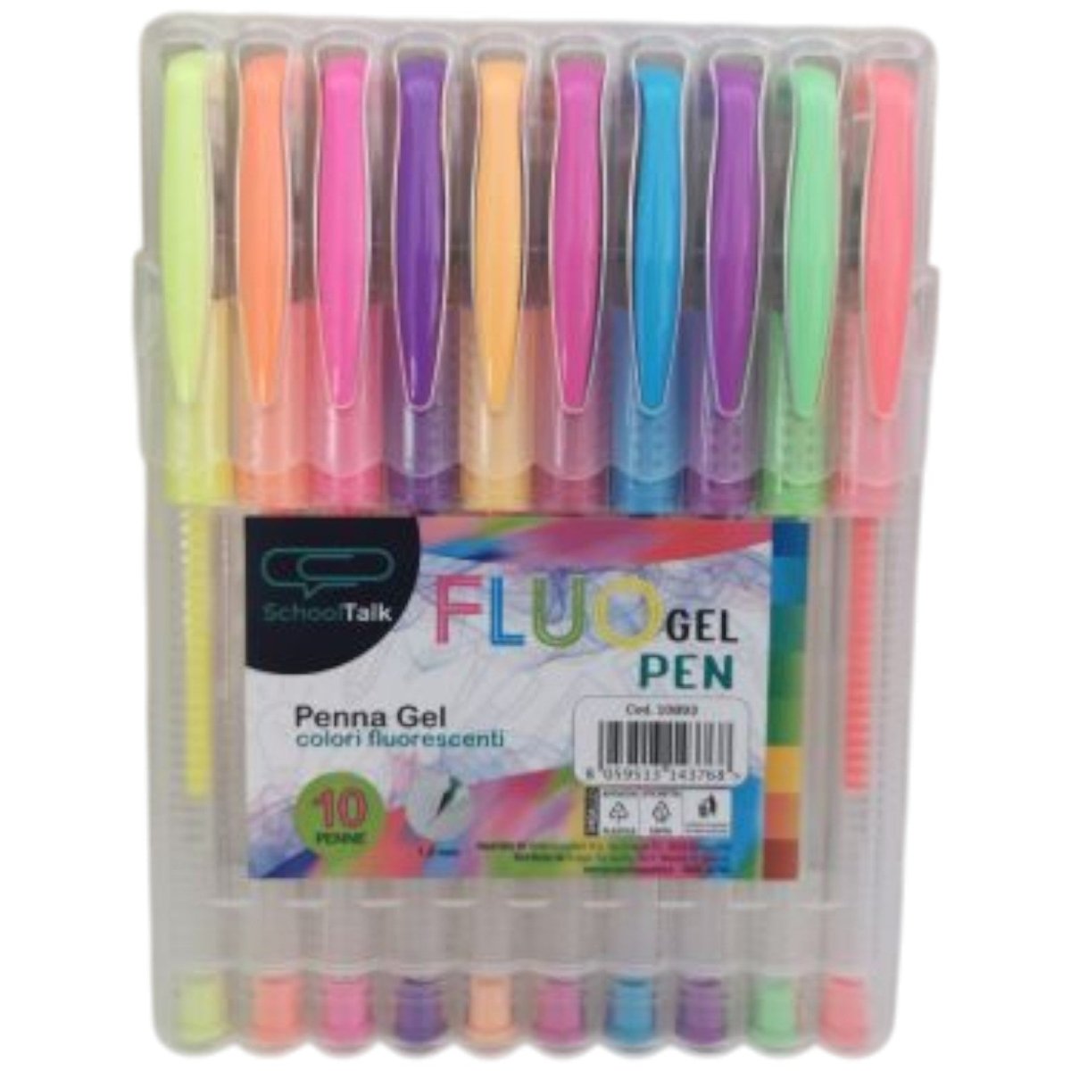 Penna Rolle Gel Fluo Alta Qualità 10 Pezzi Shooltalk 10893 - 8059513143768 - DarSaGiocattoli