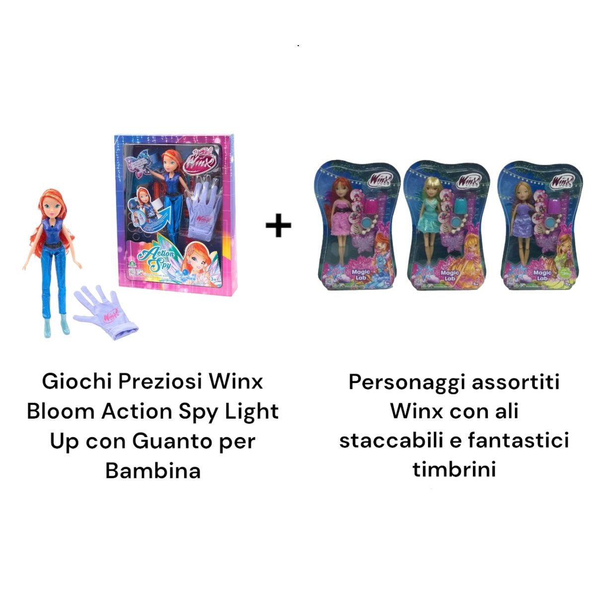 Personaggi assortiti Winx con Ali e Timbrini + Bambola Winx Con Guanto Magico Bundle - DarSaGiocattoli