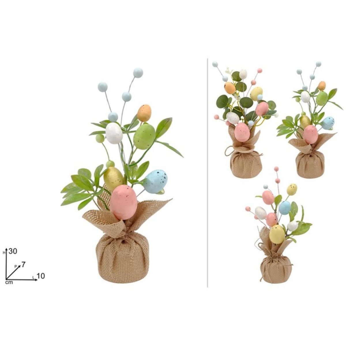 Pianta 30 cm Con Uova e Fiori Due Esse Christmas 422244 40649 - 8053482422244 - DarSaGiocattoli