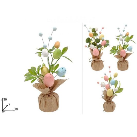 Pianta 30 cm Con Uova e Fiori Due Esse Christmas 422244 40649 - 8053482422244 - DarSaGiocattoli