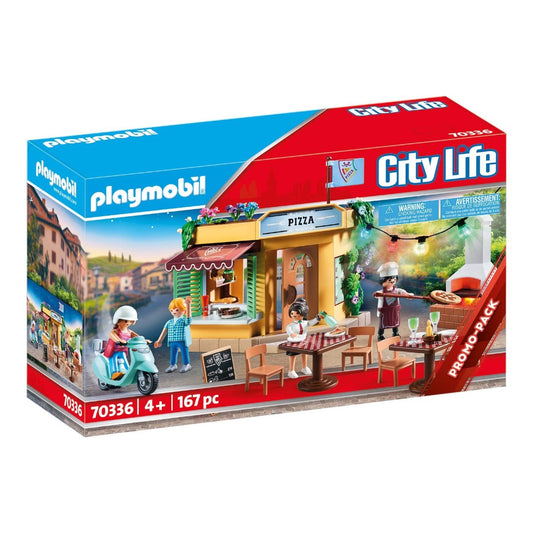 Playmobil City Life 70336 - Pizzeria con Tavoli all'Aperto con Effetti Luminosi - DarSaGiocattoli