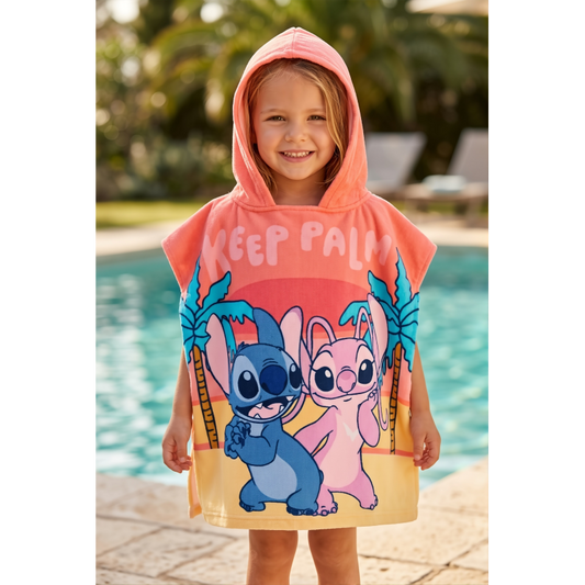 Poncho Disney Stitch e Angel In Microfibra 55x110 Sun City EZ18076 - 3609088342940 - DarSaGiocattoli