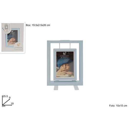 Portafoto Pendente In Legno Per Foto 10x15 cm Celeste CuoriFoglio - 8034048612286 - DarSaGiocattoli