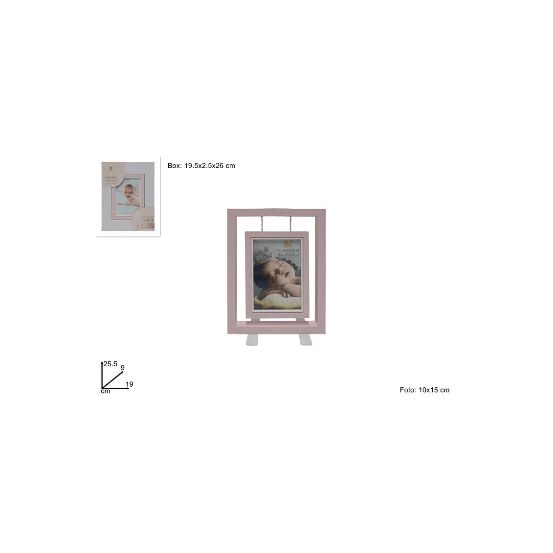 Portafoto Pendente In Legno Per Foto 10x15 cm Rosa CuoriFoglio - 8034048612279 - DarSaGiocattoli