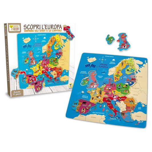 Puzzle In Legno Scopri L’Europa 17 Pezzi Teorema 40461 - 8017967404613 - DarSaGiocattoli