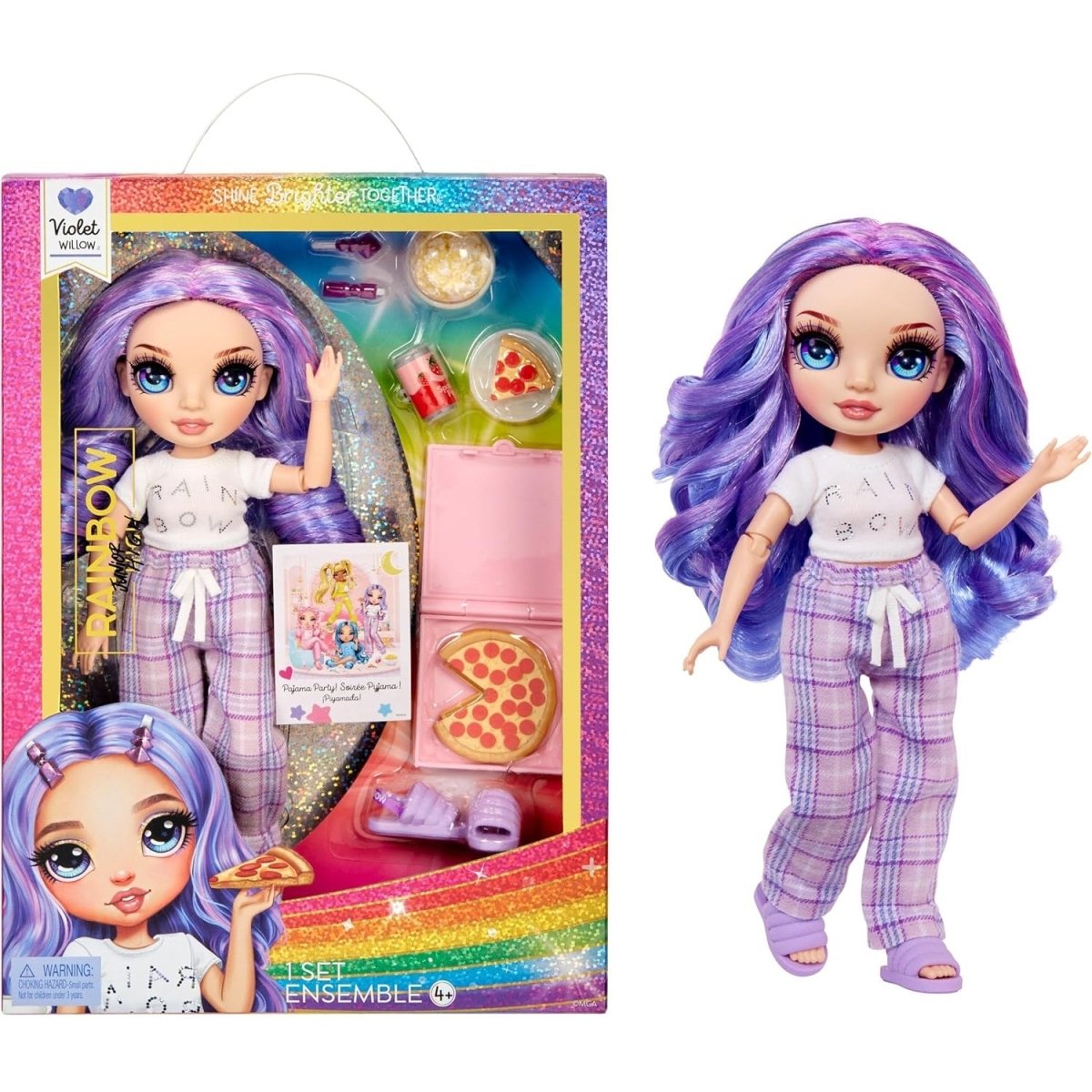 Rainbow High Junior High PJ Party Violet Viola Bambola snodata da 22 cm 503705 - 0035051503705 - DarSaGiocattoli