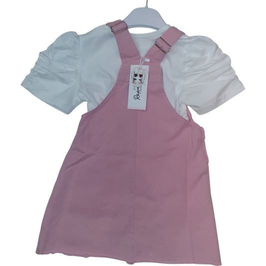 Repanda Vestito Più Maglietta Bambina Primavera Rosa Con Strass RP - B530 - DarSaGiocattoli