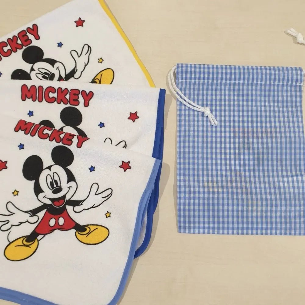 Set 3 Asciugamani Topolino e Minnie Disney Celeste e Rosa Con Sacchetto - 8059790619352 - DarSaGiocattoli