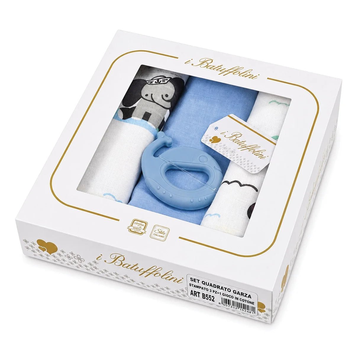 Set 3 Mussole Garza Con Gioco Neonato/a I Batuffolini B552 - 8052211330430 - DarSaGiocattoli