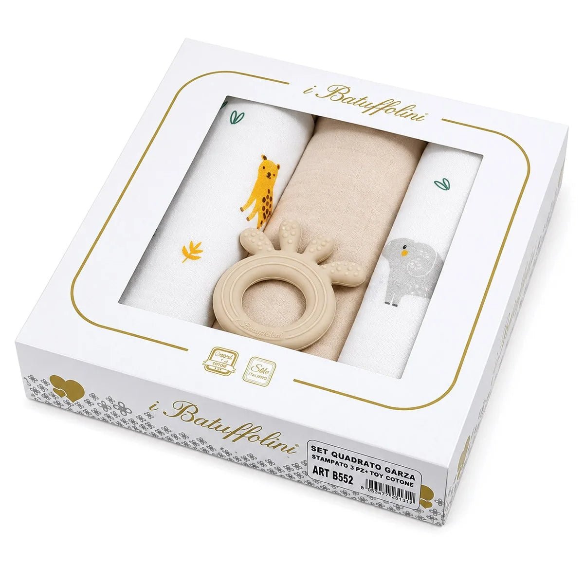 Set 3 Mussole Garza Con Gioco Neonato/a I Batuffolini B552 - 8052211330430 - DarSaGiocattoli