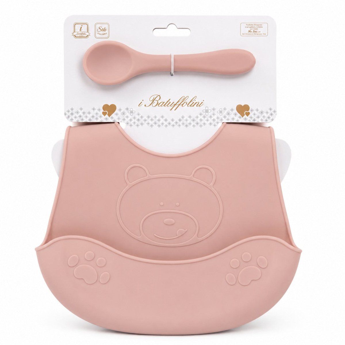 Set Pappa In Silicone I Batuffolini B561 Bavetta Con Posata B561 - 8052211330522 - DarSaGiocattoli