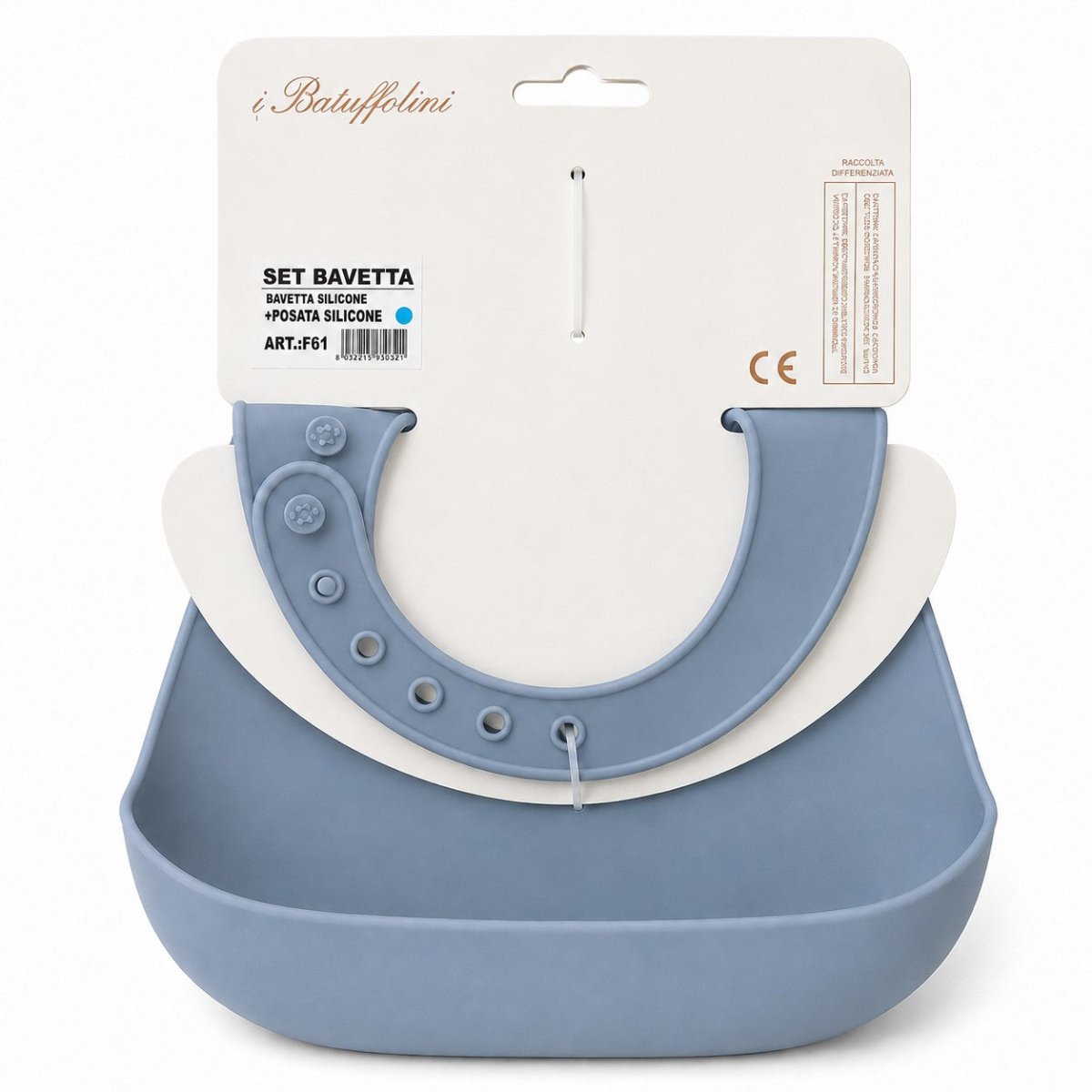 Set Pappa In Silicone I Batuffolini B561 Bavetta Con Posata B561 - 8052211330522 - DarSaGiocattoli