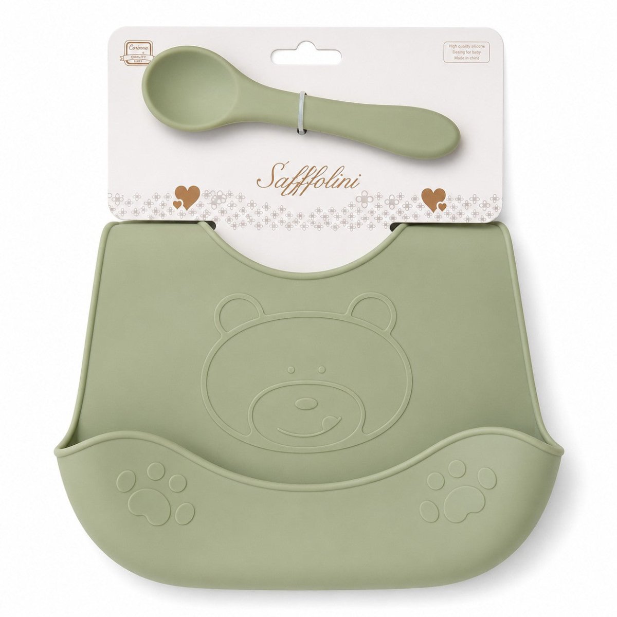Set Pappa In Silicone I Batuffolini B561 Bavetta Con Posata B561 - 8052211330522 - DarSaGiocattoli