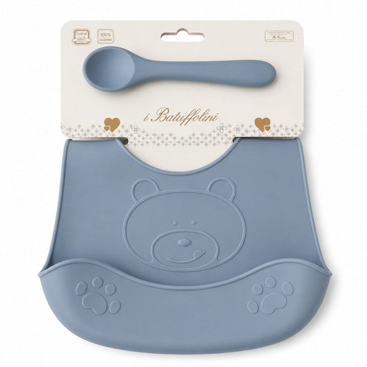 Set Pappa In Silicone I Batuffolini B561 Bavetta Con Posata B561 - 8052211330522 - DarSaGiocattoli
