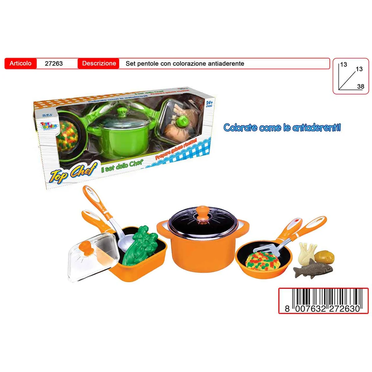Set Pentole Chef Antiaderenti Giocattolo Scatola Toys Garden 27263 - 8007632272630 - DarSaGiocattoli