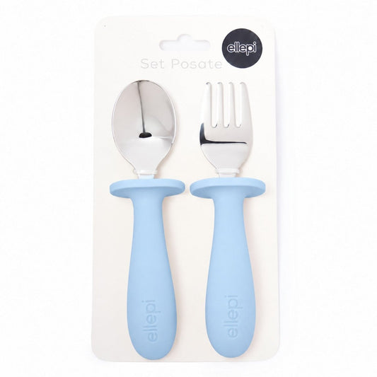 Set Posate Neonato e Neonata Ellepi IX4064 Celeste e Rosa - 8059790838494 - DarSaGiocattoli