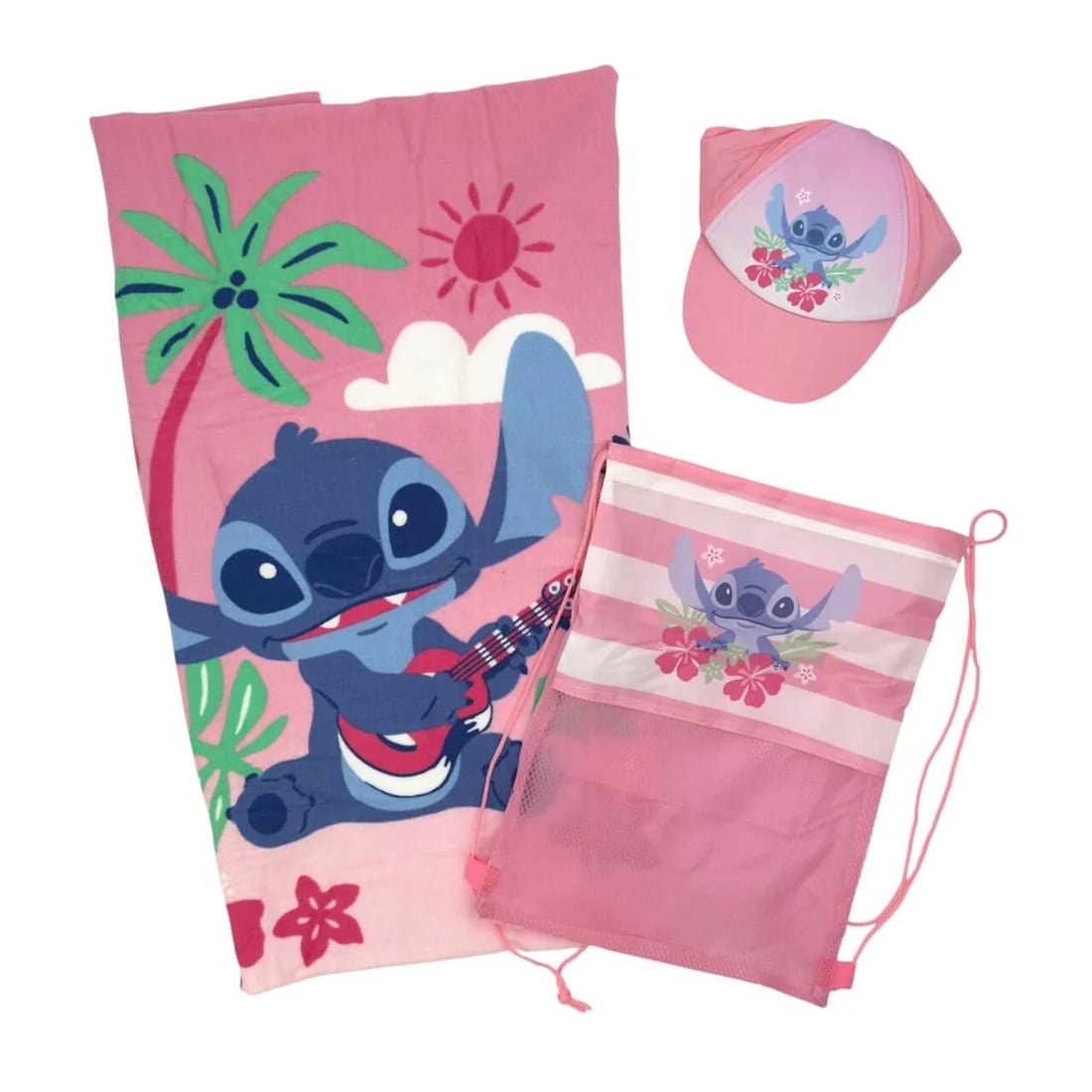 Set Regalo Mare Stitch Disney 3 Pezzi (Telo Mare - Cappello – Zaino) Ellepi WR6012 - 8059790709428 - DarSaGiocattoli