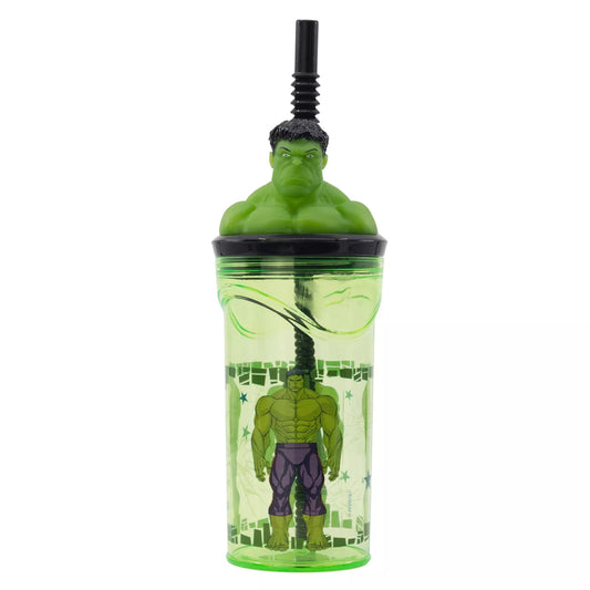 Stor Bicchiere Originale Avengers Hulk In Plastica 360 ml Con Cannuccia e Tappo 3D 74867 - 8412497748679 - DarSaGiocattoli