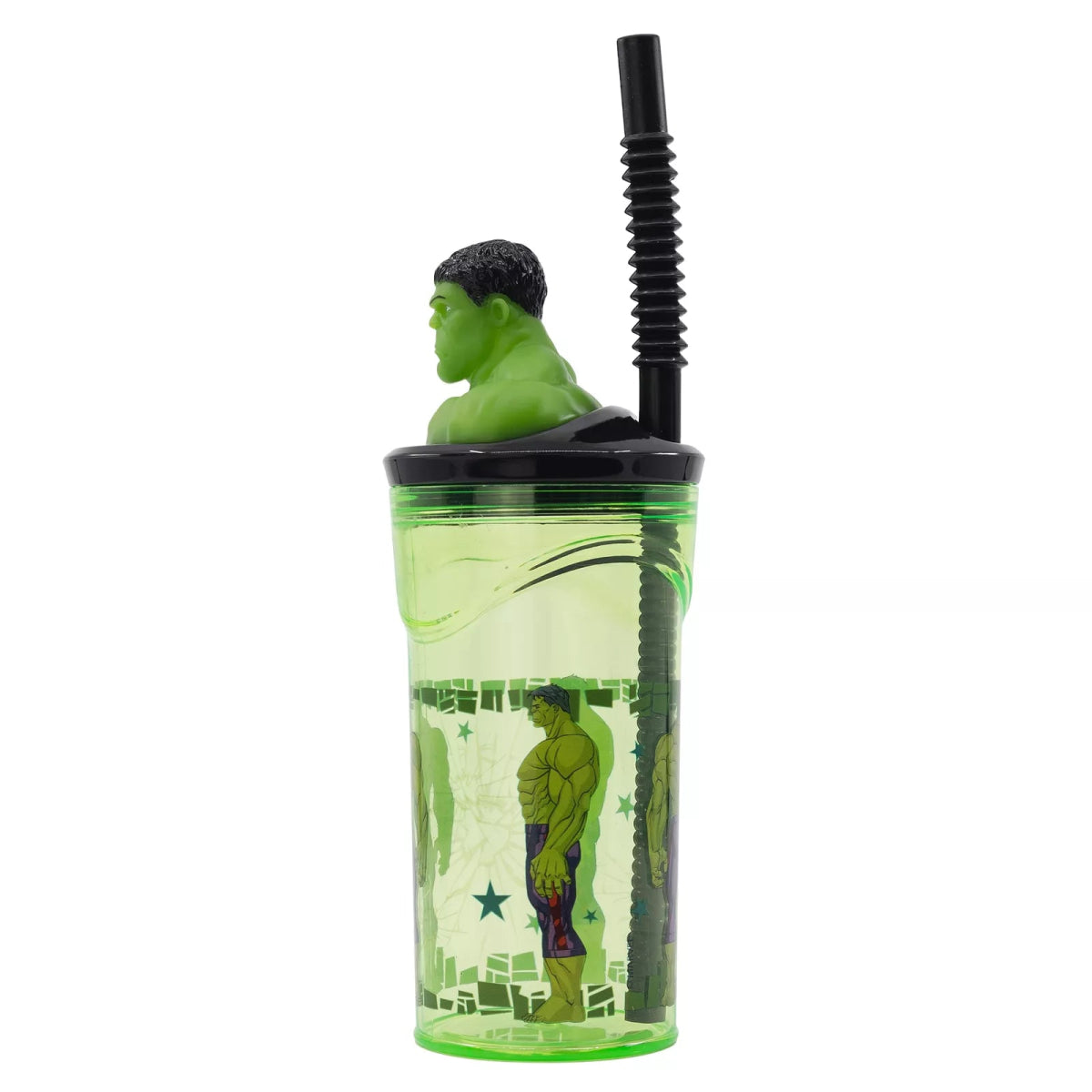 Stor Bicchiere Originale Avengers Hulk In Plastica 360 ml Con Cannuccia e Tappo 3D 74867 - 8412497748679 - DarSaGiocattoli