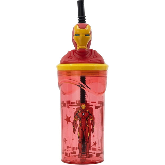 Stor Bicchiere Originale Avengers Iron Man In Plastica 360 ml Cannuccia e Tappo 3D 74868 - 8412497748686 - DarSaGiocattoli