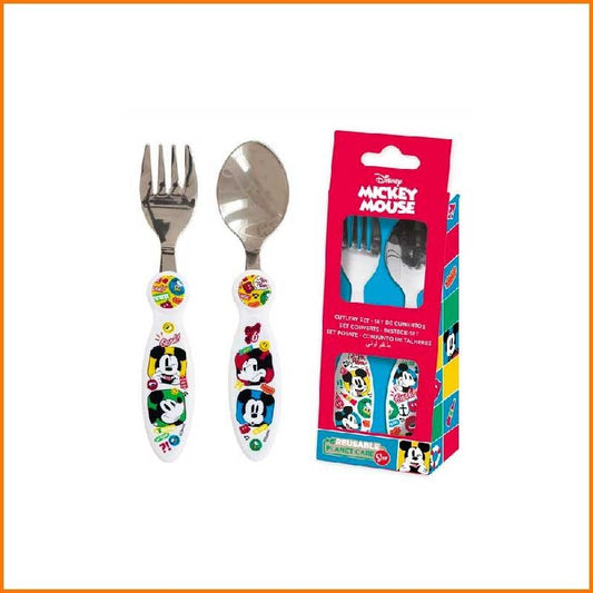 Stor Topolino Kids Set di posate in metallo forchetta e cucchiaio Disney Mickey Mouse - 8412497743186 - DarSaGiocattoli