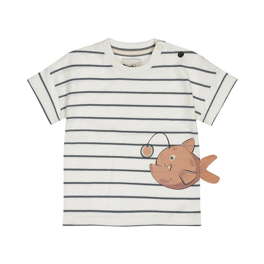 T-Shirt Bambino Bianco Con Righe Blu In Cotone Dirkje N58614 - 8720815594038 - DarSaGiocattoli