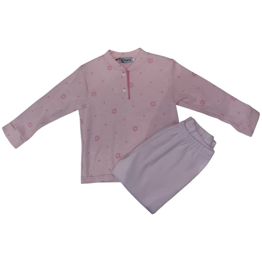 Pigiama Bambina Cotone Felpato Rosa Ines PG002