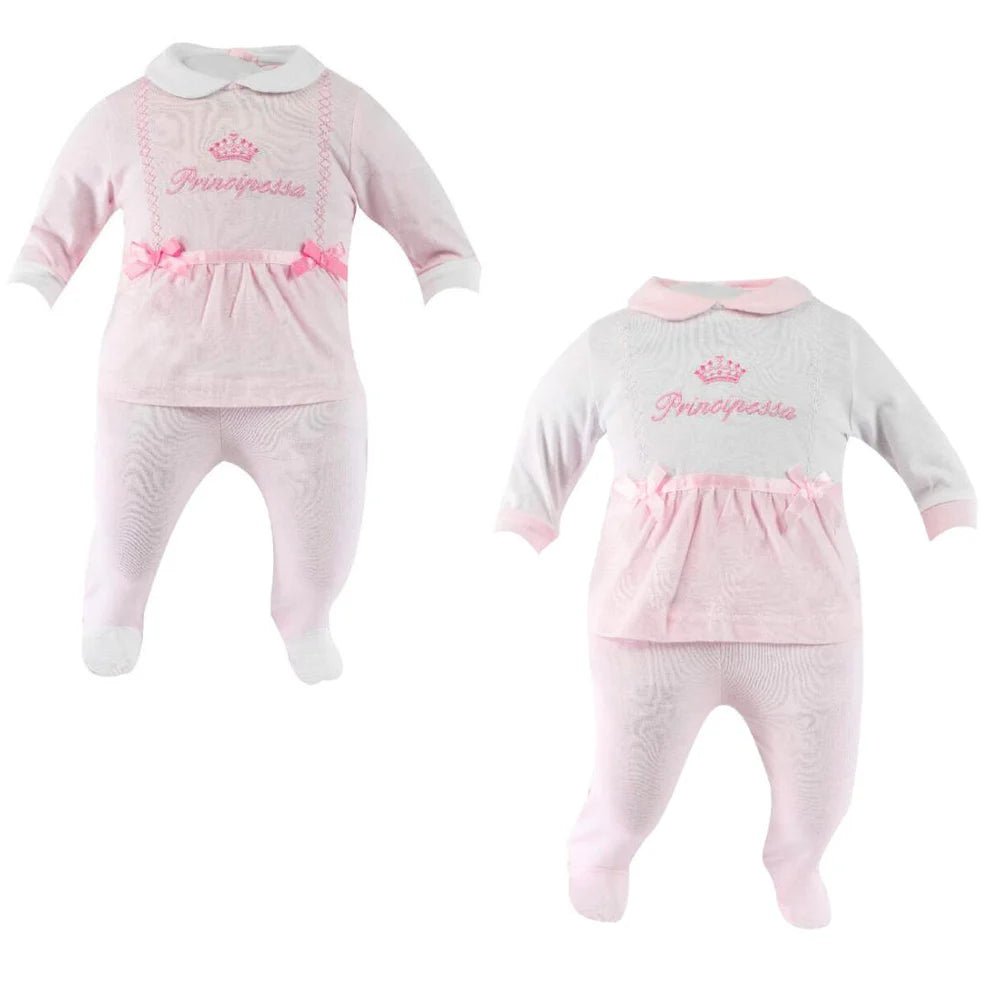Tutina Neonata 2 Pezzi In Ciniglia Rosa Fantasia Principessa I Batuffolini -  - DarSaGiocattoli