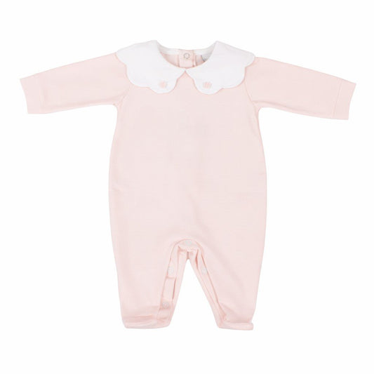 Tutina Neonata In Cotone Con Ricamato Al Colletto Rosa Klaiadì K195TJ -  - DarSaGiocattoli