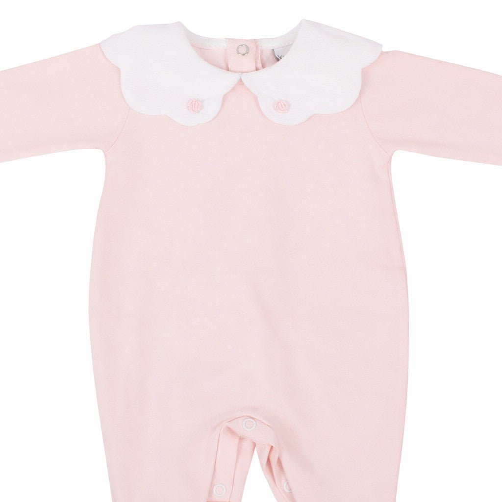 Tutina Neonata In Cotone Con Ricamato Al Colletto Rosa Klaiadì K195TJ -  - DarSaGiocattoli